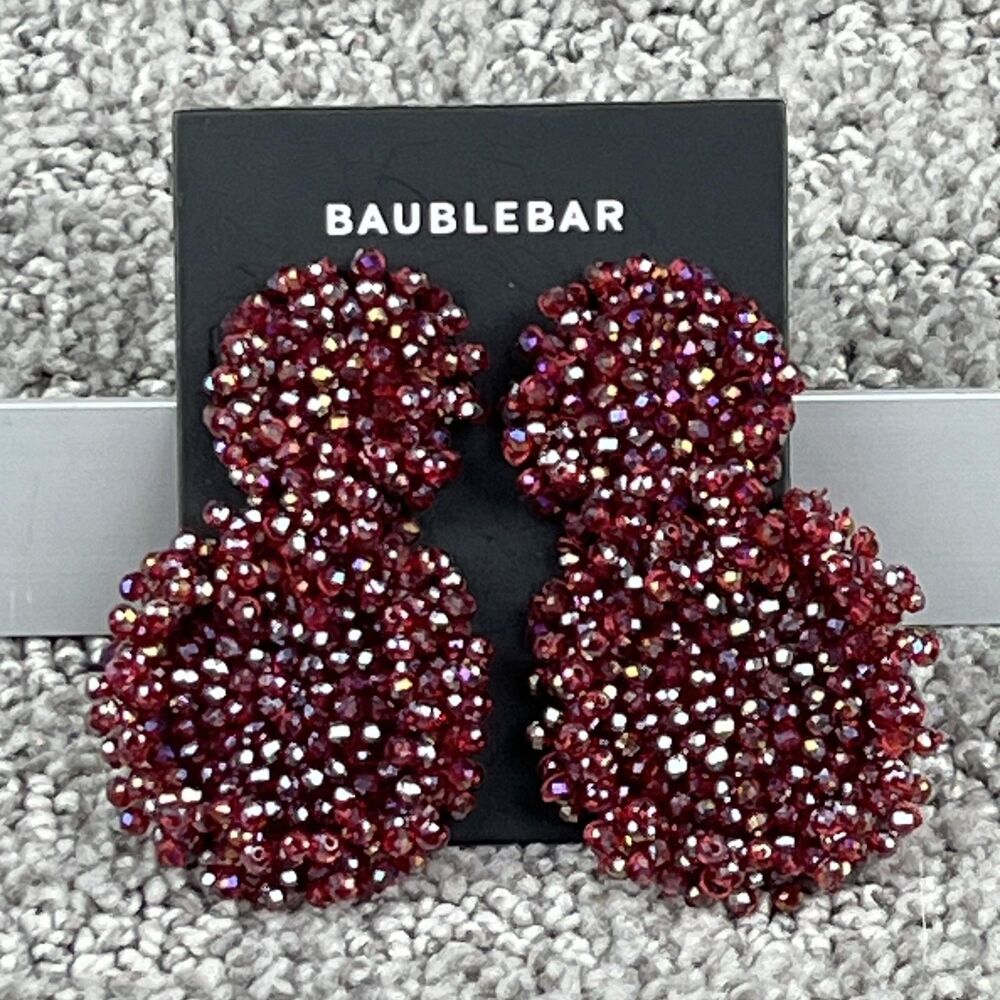 BaubleBar Red Beaded Rita Dangle Drop Earrings Statement Womens Jewelry